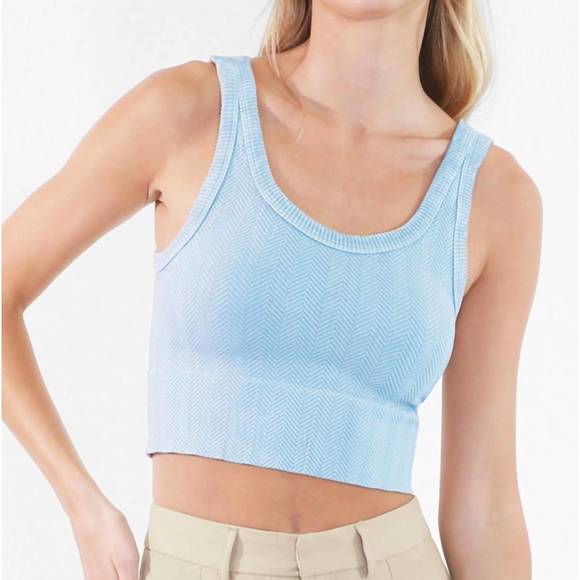 Nikibiki Herringbone V-Neck Crop + colors main image 1